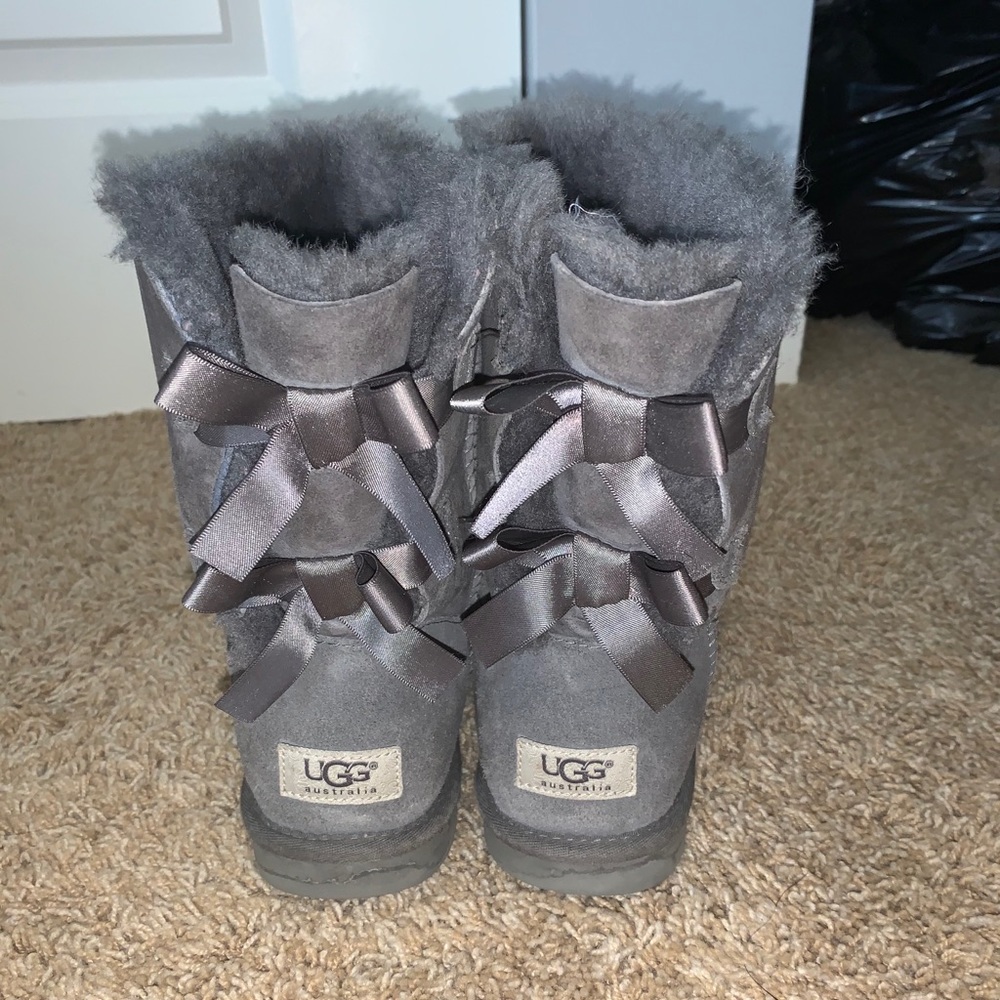 Grey Bailey Bow Ugg Boots